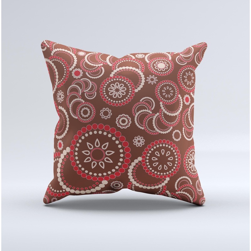 Red & Brown Creative Flower Pattern  Ink-Fuzed Decorative Throw Pillow