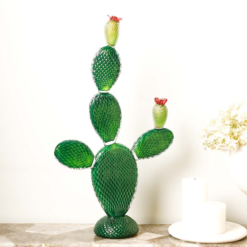 Crystal Cactus Ficus Light Green Dcor Object