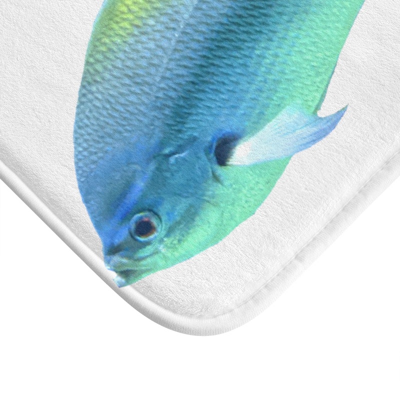 Light Blue and Yellow Fish Bath Mat