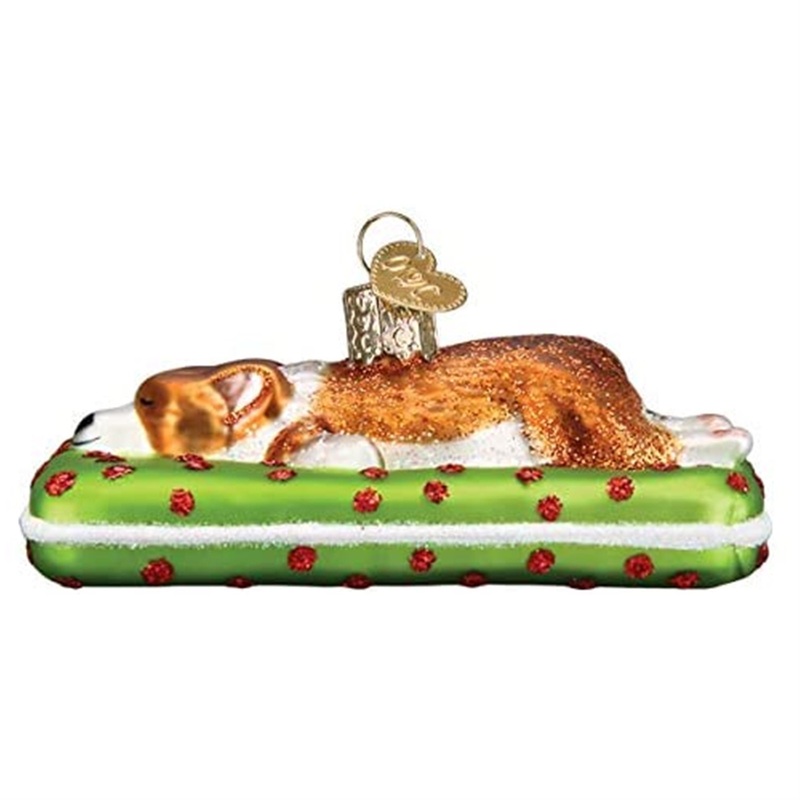 Old World Christmas Blown Glass Ornament for Christmas Tree, Sleepy Corgi