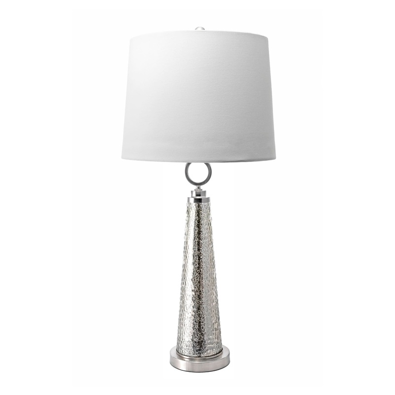 34-inch Textured Glass Spire Table Lamp | Satin Nickel & Mercury