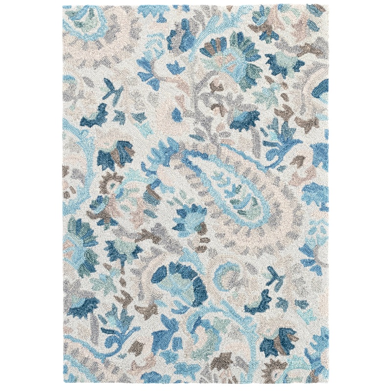 Ines Hand Micro Hooked Wool Rug | Blue