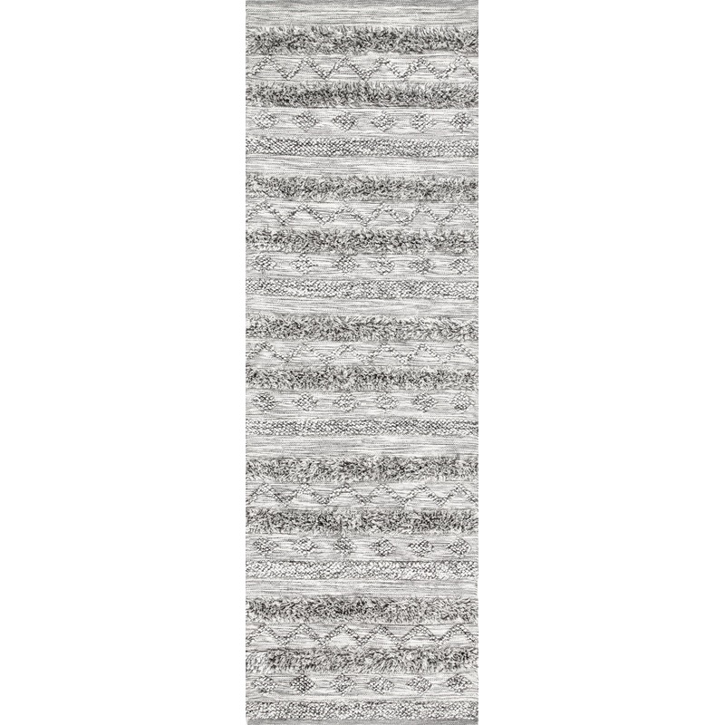 Textured Banded Rug | Grey