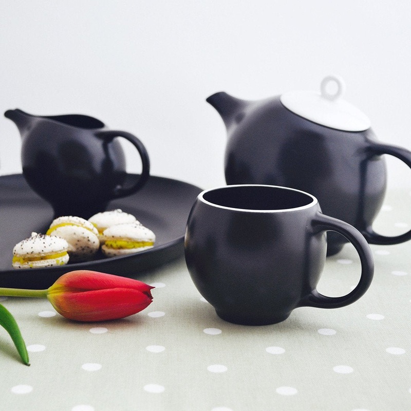 6-Piece Ceramic Tea & Coffee Set- Black matte