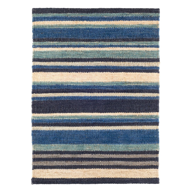 Dover Stripe Handwoven Jute Rug | Blue