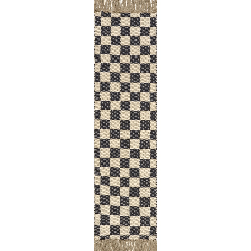 Mazie Checkered Jute Rug | Grey