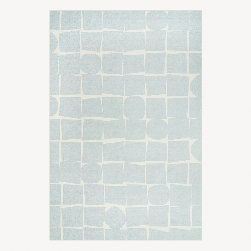 Easy Clean Washable Rug Minimalist Neutral Abstract Mosaic Design Durable Spillproof Pet-Friendly Non-Slip Pad Living Room Area Rug