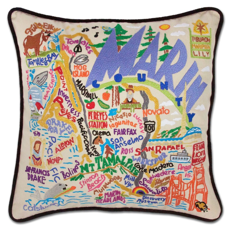 Marin County Hand-Embroidered Pillow