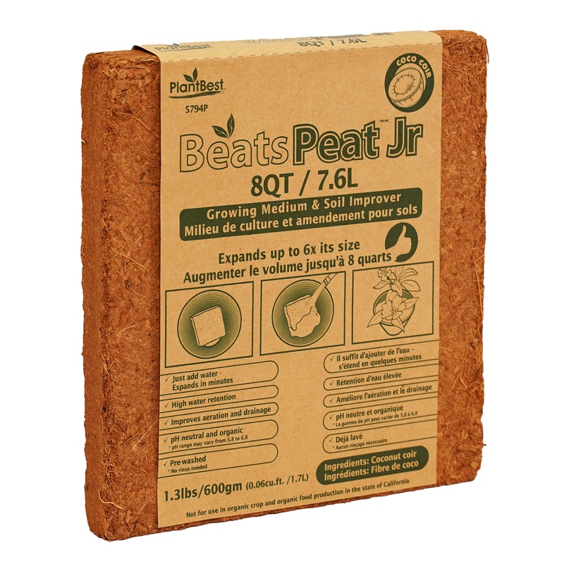 PlantBest BeatsPeat Jr 8 qt. Brick Compressed Coconut Coir Growing Mix