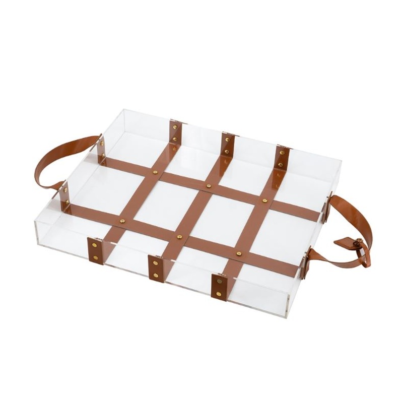 Acrylic Tray With Faux Leather Straps