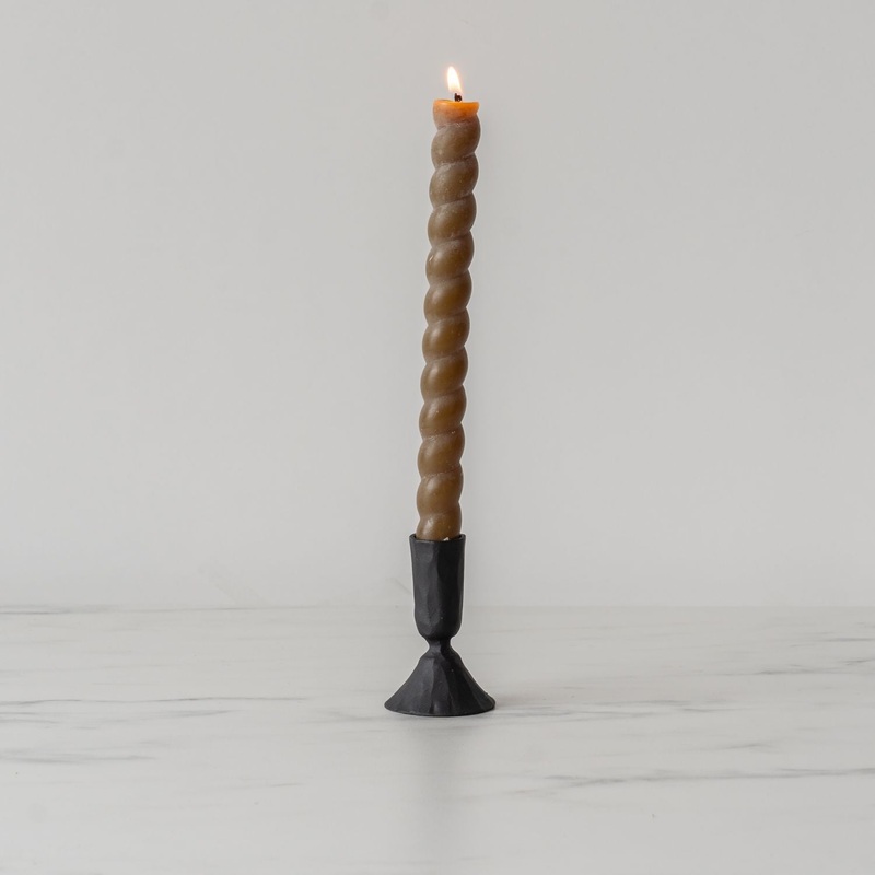 Forged Iron Candlestick Holder – Black