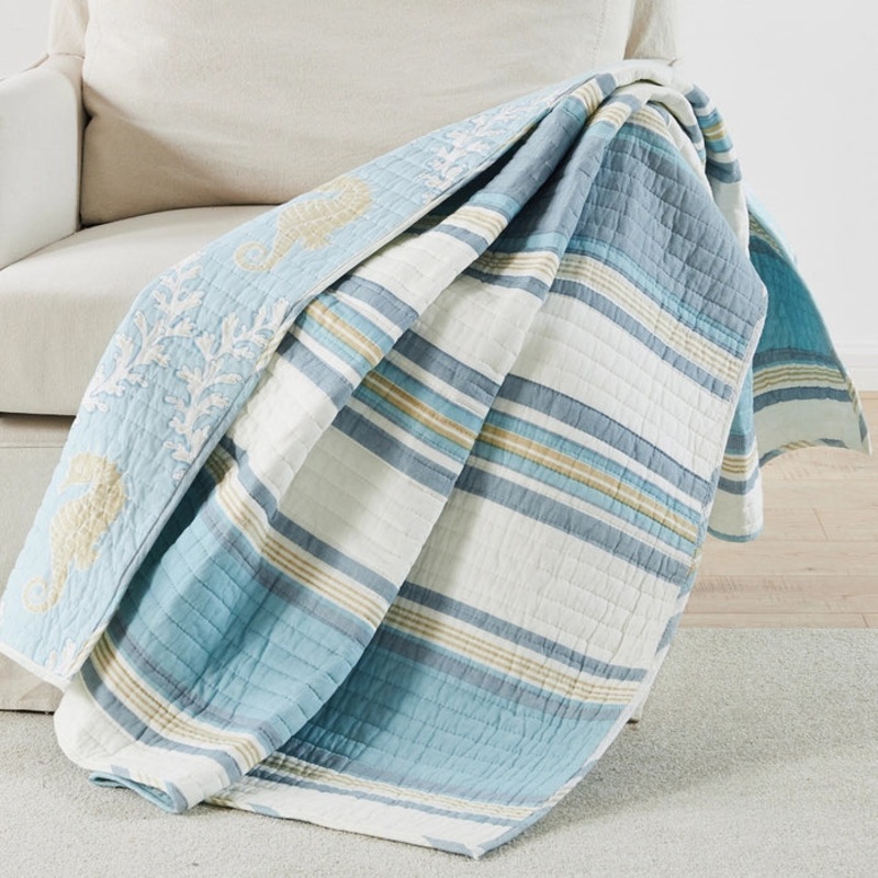 Kailua Quilted Throw – Coastal Throw Blanket