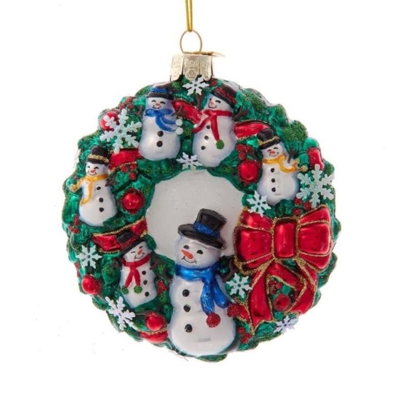 Kurt Adler Noble Gems Glass Christmas Ornament, Snowman Wreath