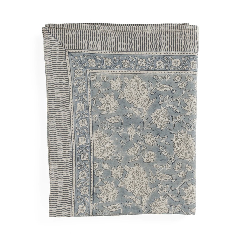 Linen Tablecloth Indian Rose – Dusty Blue