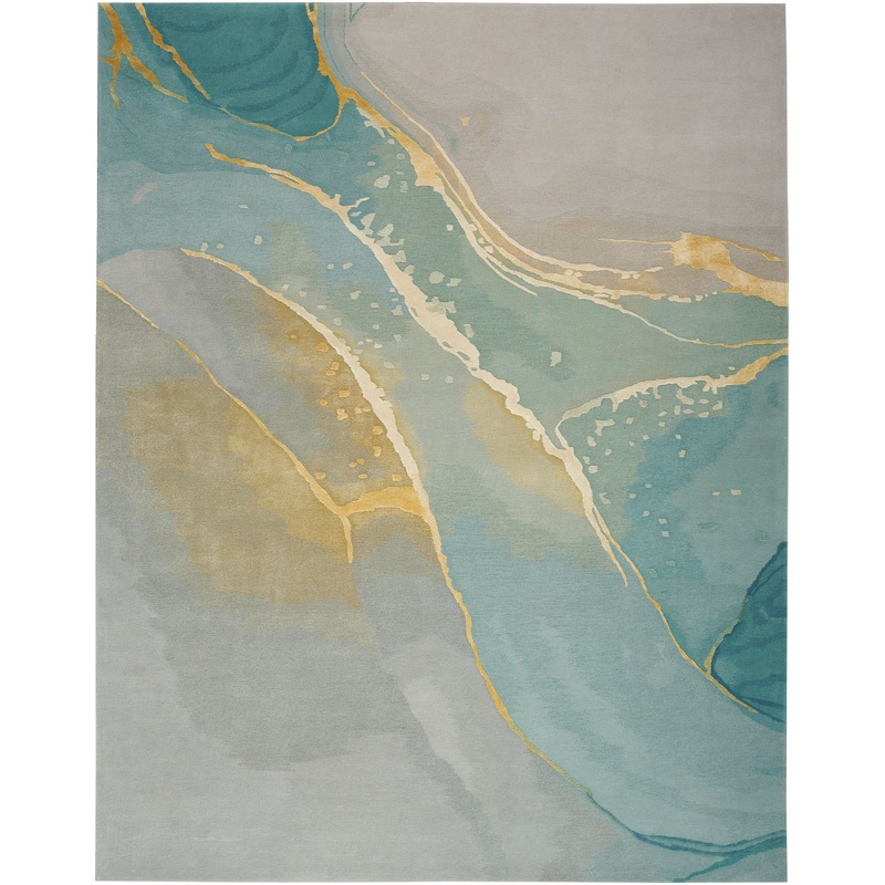 Nourison Prismatic 8’6″ x 11’6″ Grey/Seafoam Modern Indoor Rug