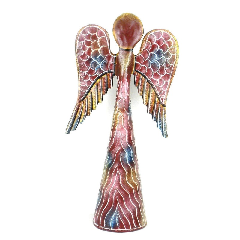 12-inch Hand Painted Metalwork Angel – Pink – Croix des Bouquets (H)