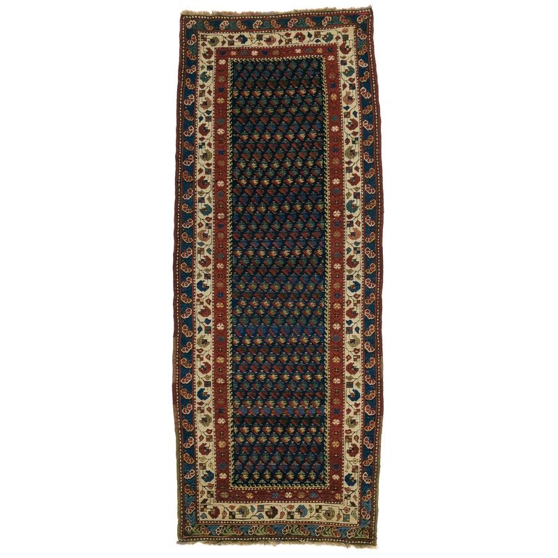 CAUCASIAN LEMBALO KAZAK RUG ANTIQUE 3′ 5″ X 9′ 5″