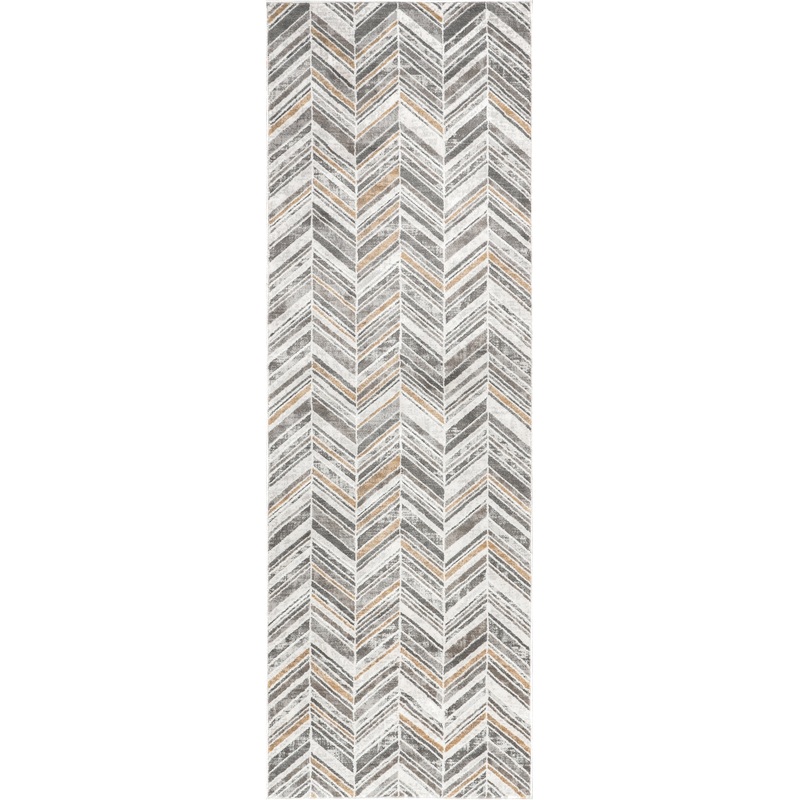 Evy Chevron Banded Rug | Beige