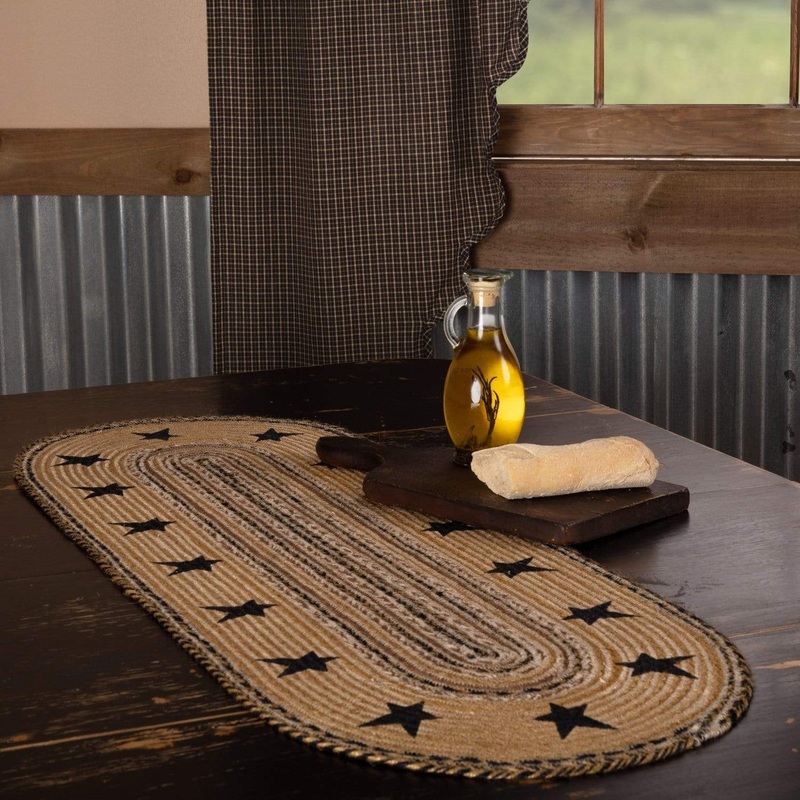 Kettle Grove Jute Runner Stencil Stars Border 13×36