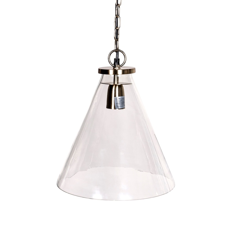 13-inch Sculptural Glass Chain Pendant | Brass
