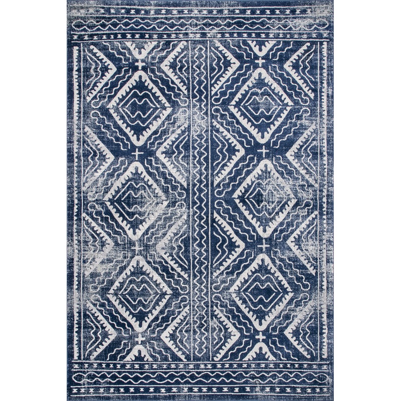 Bordered Trellis Rug | Blue