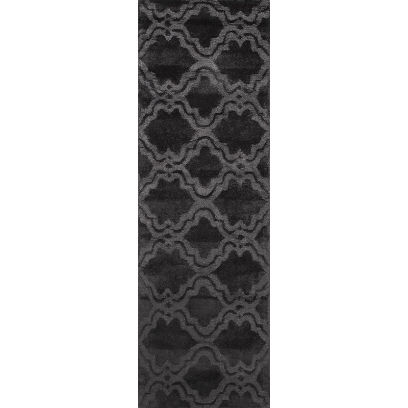 Double Carved Trellis Rug | Charcoal