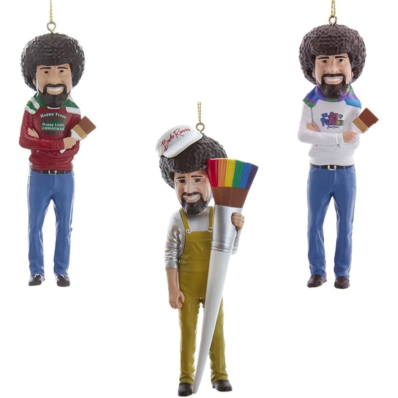 Kurt S. Adler Christmas Bob Ross Plastic Ornament Sets, Multi-Colored, 5″