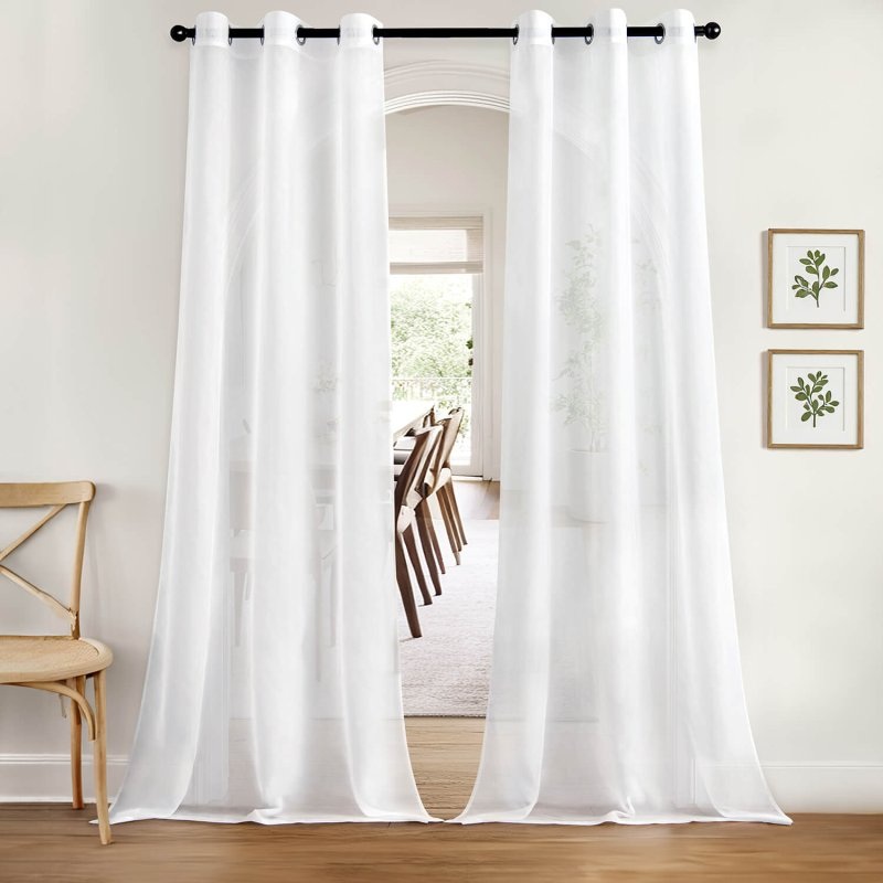 MIULEE Solid Color Sheer Curtains 84 Inches Long 2 Panels Set – Elegant Lightweight Grommet Light Filtering Window Voile Panels/Drapes/Treatment for Bedroom Living Room W42 x L84 Inch, White