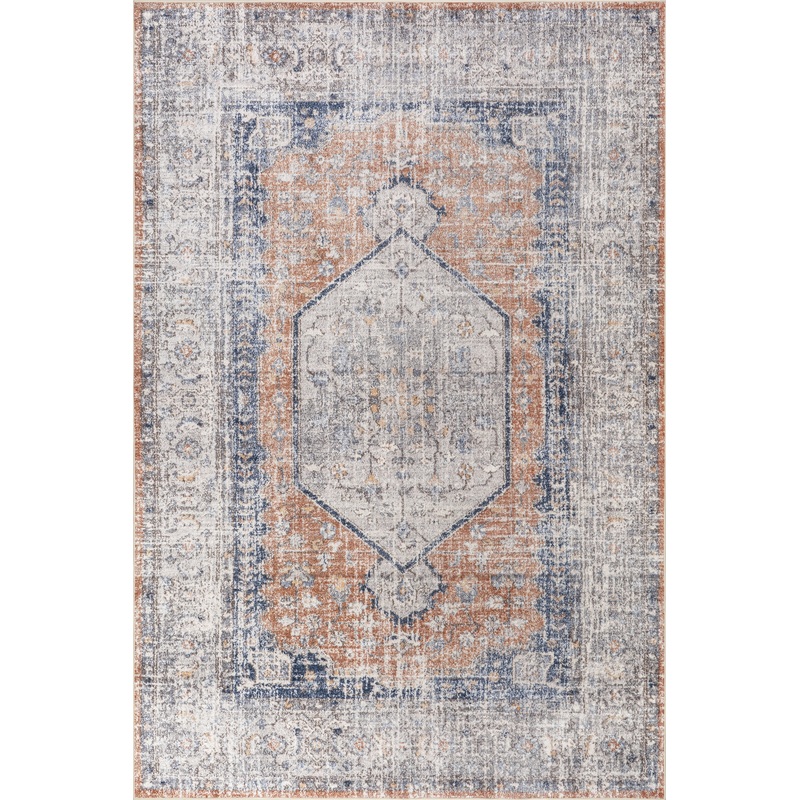 Vintage Medallion Spill Proof Washable Rug | Peach