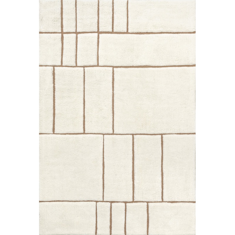 Brega Geometric New Zealand Wool Rug | Cream