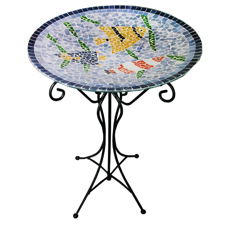 Gardener Select Mosaic Glass Fish Design Bird Bath