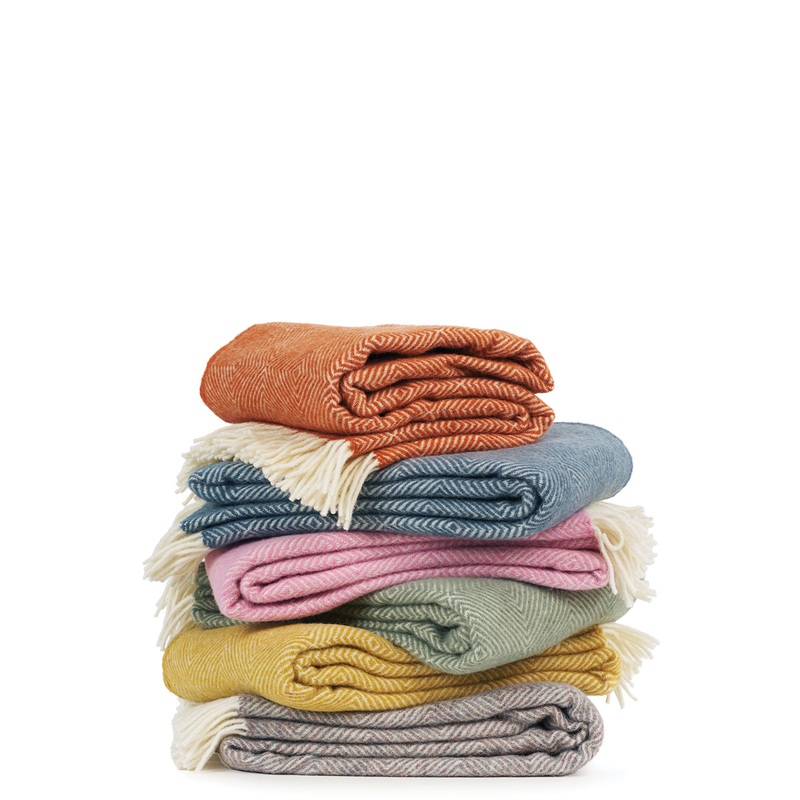 Gooseye Brushed Recycled Wool/Lambswool Throw, Six Color Variants