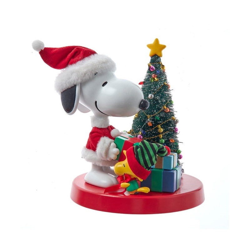 Kurt Adler Peanuts Snoopy & Woodstock Table Piece Christmas Decoration, 8″