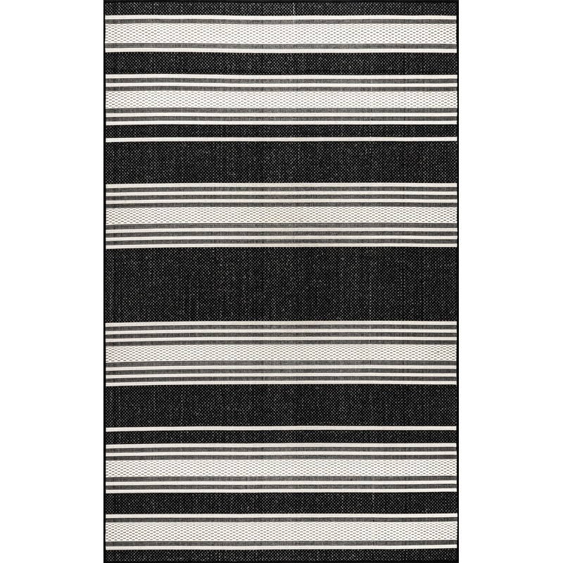 Romy Striped Indoor/Outdoor Rug | Black