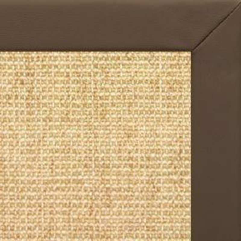 Sand Sisal Rug with Stone Faux Leather Border
