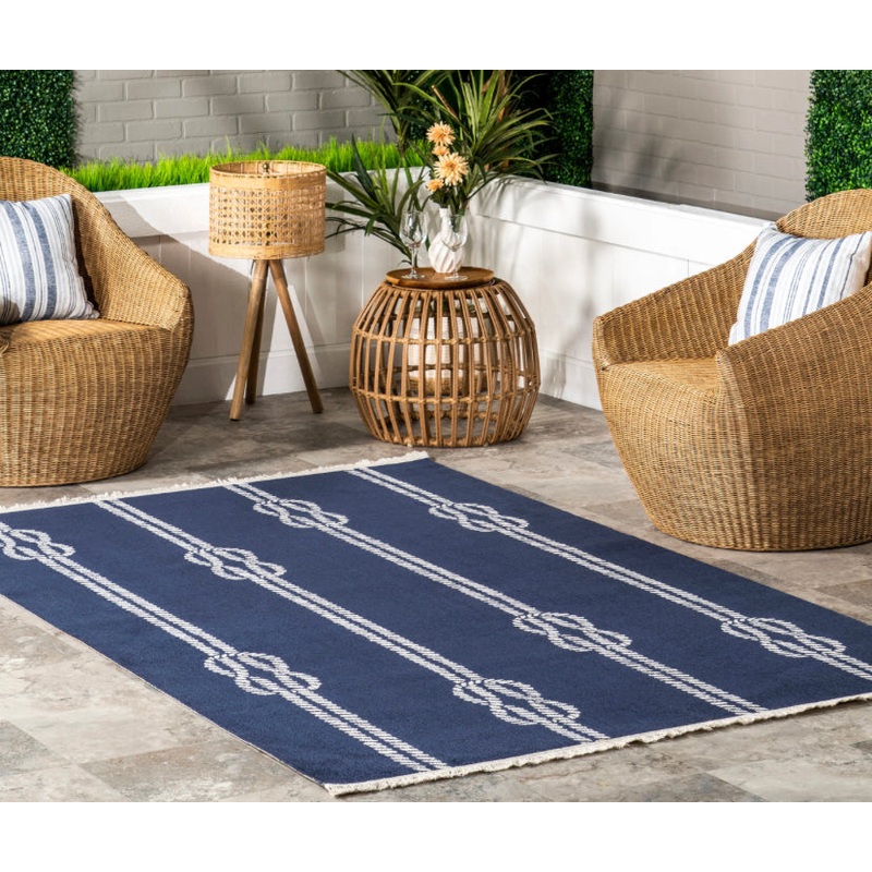 8′ x 10′ Ida Coastal Ropes Indoor/Outdoor Fringe Area Rug