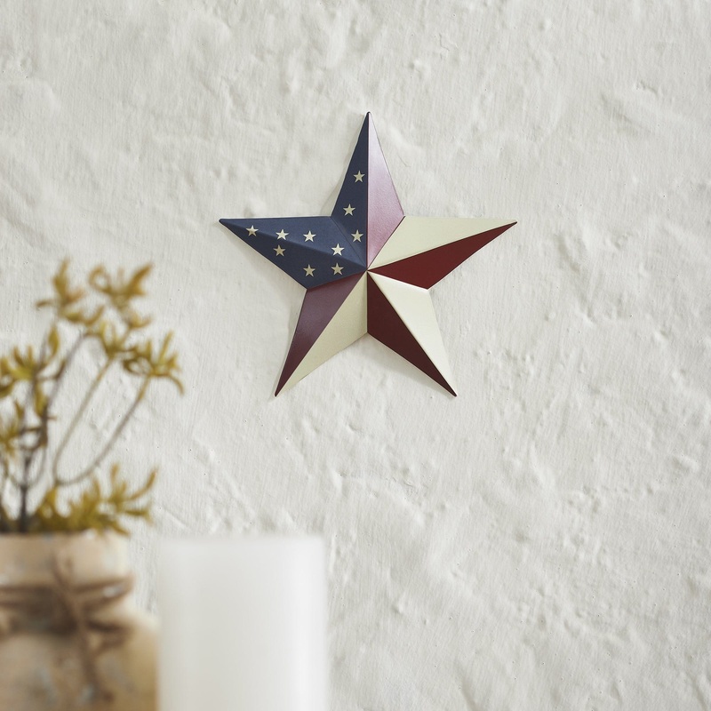Painted Metal American Flag Theme Star 12×12