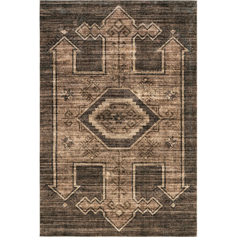 Sagebrush Geometric Washable Rug | Dark Brown