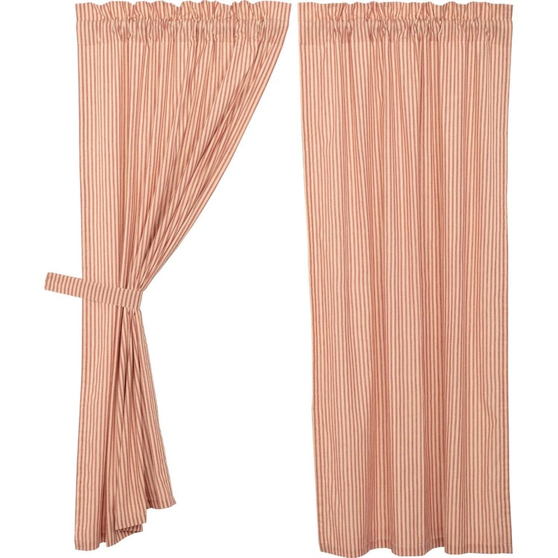 Sawyer Mill Red Ticking Stripe Short Panel Set of 2 63×36