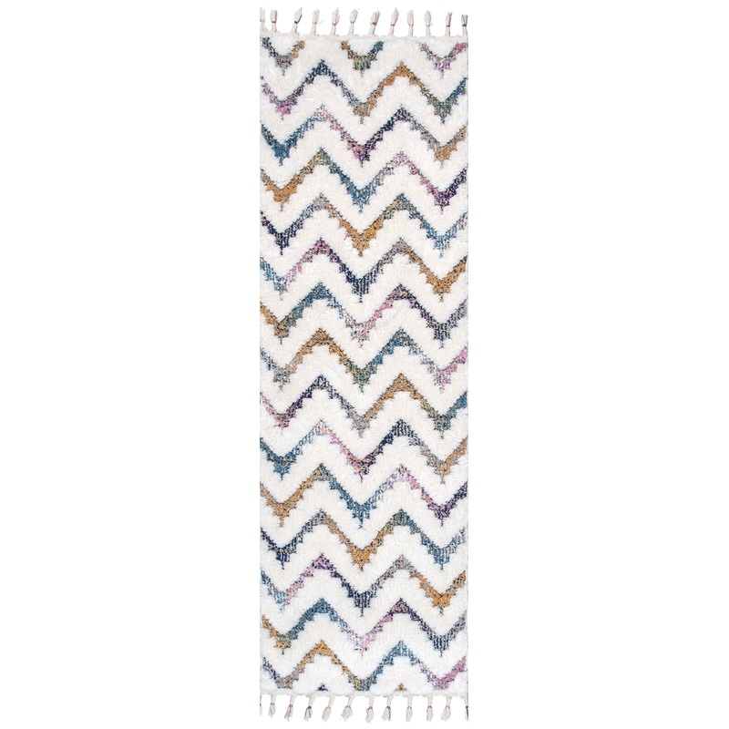 Carved Chevron Shag Rug | Ivory