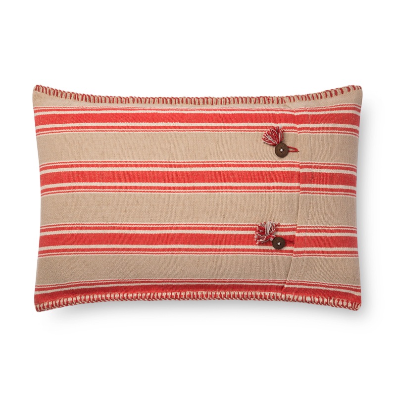 Loloi Pillow | P0718 Red / Natural