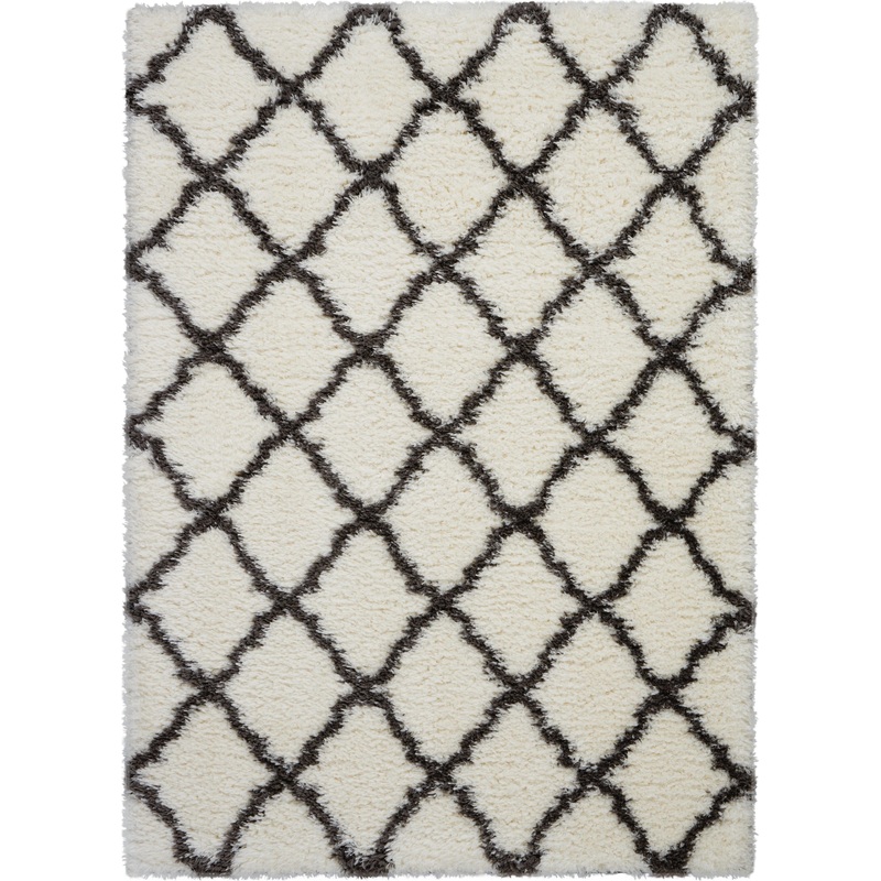 Nourison Luxe Shag 8’2″ x 10′ Ivory/Charcoal Shag Indoor Rug