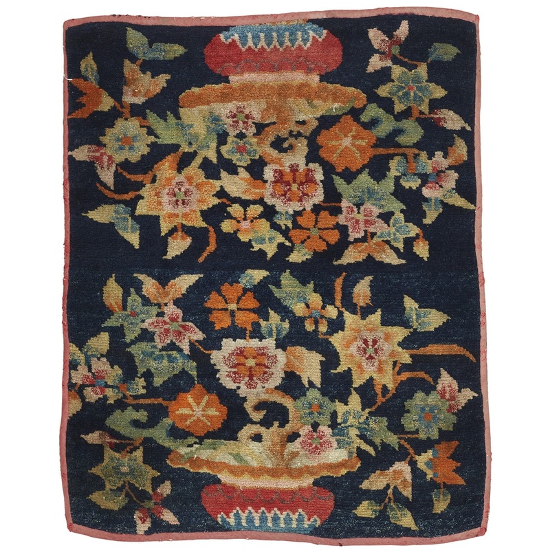 ANTIQUE TIBETAN KHAMA SITTING RUG 2′ 1″ x 2′ 7″ Late 19th C