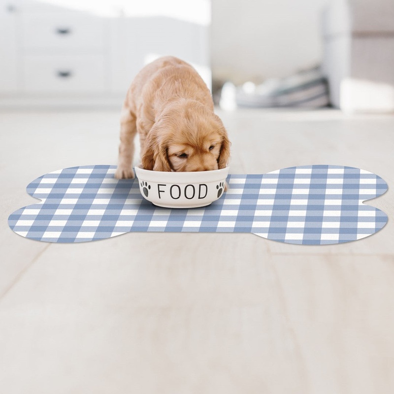 Betty Bone PetFlat | Gingham Blue – Premium Vinyl Mat