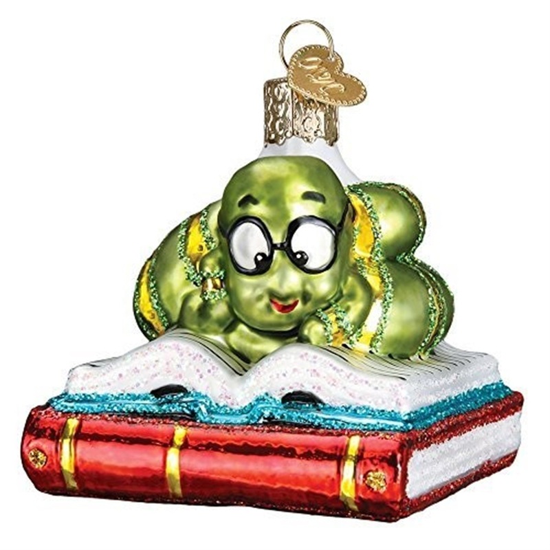 Old World Christmas Glass Blown Bookworm Ornament
