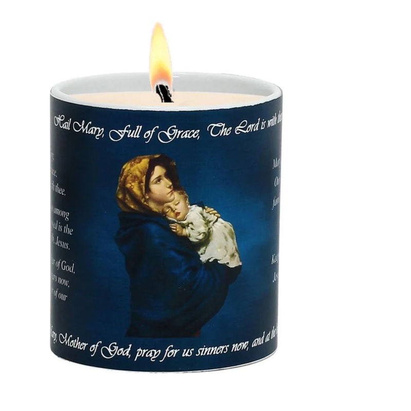 SUBLIMART: Prayer Candle – Porcelain Soy Wax Candle Mary and Child