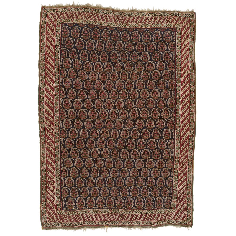 ANTIQUE PERSIAN SENNEH KILIM 4’3″ X 5’10”