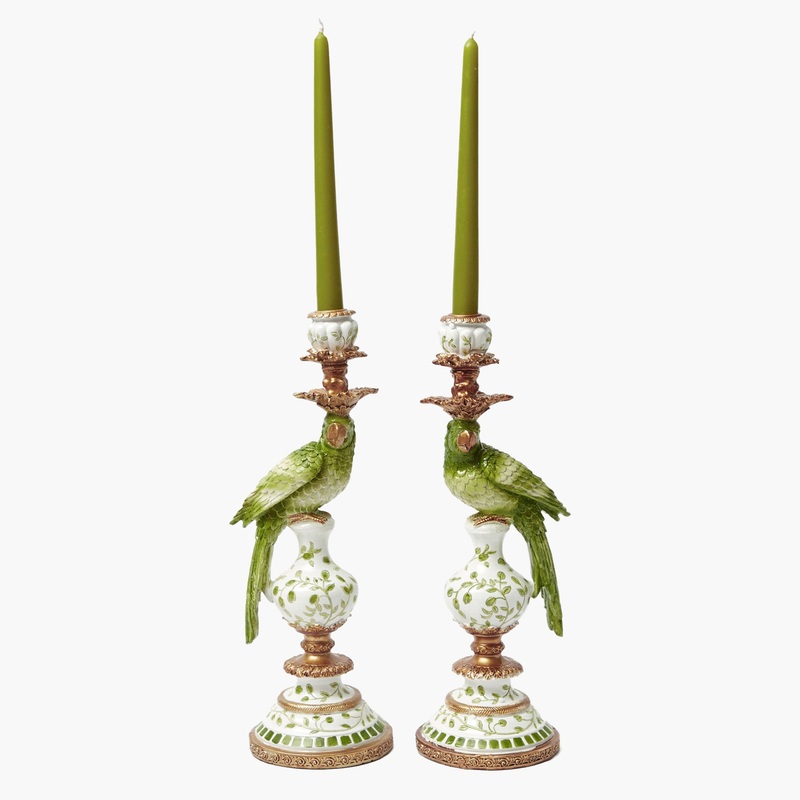 Green Parrot Candle Holder (Pair)