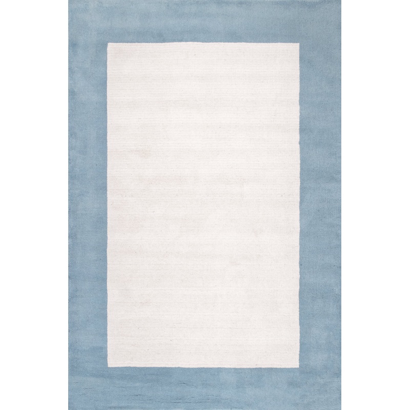 Solid Border Rug | Baby Blue