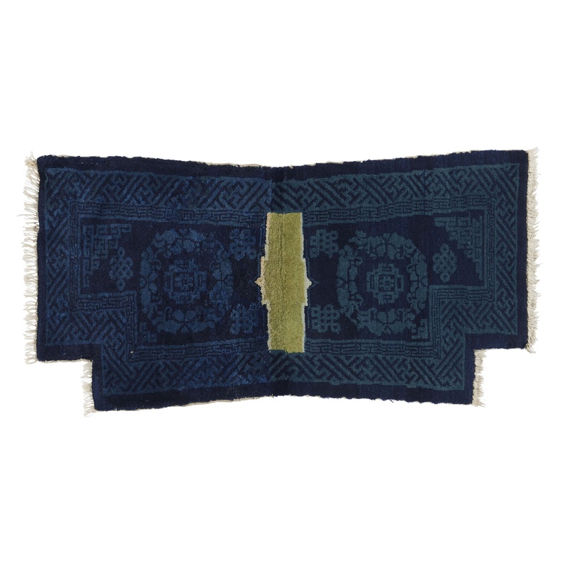 ANTIQUE CHINESE PAO TAO DO BLUE SADDLECLOTH 1’9″ x 3’6″